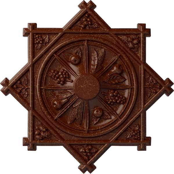 Ekena Millwork Antilles Ceiling Medallion (Fits Canopies up to 6"), 38 1/4"OD x 1 1/2"P, Burnished Mahogany Crackle CM38ANBMC - main